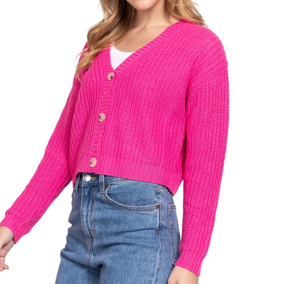 NWT Pink Long Sleeve Sweater Cardigan - Picture 4 of 5